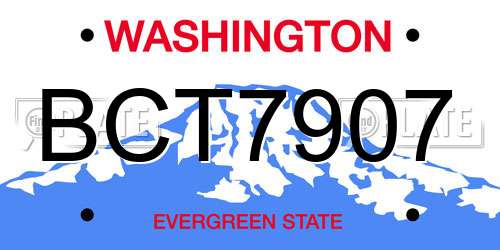 BCT7907 Washington License Plate