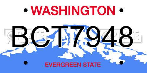 BCT7948 Washington License Plate