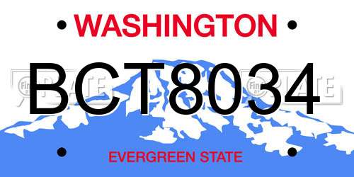BCT8034 Washington License Plate
