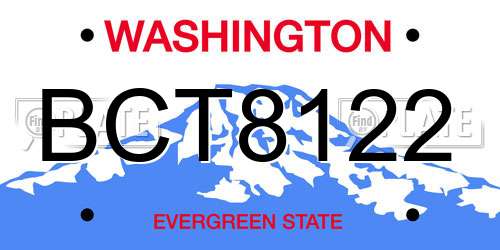 BCT8122 Washington License Plate