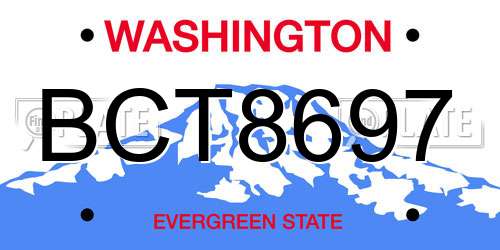BCT8697 Washington License Plate