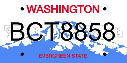BCT8858 Washington License Plate
