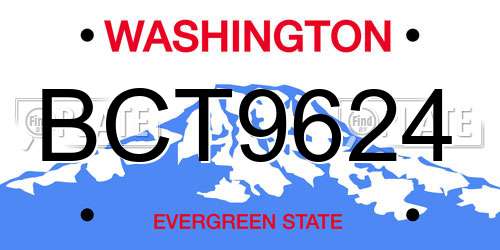 BCT9624 Washington License Plate