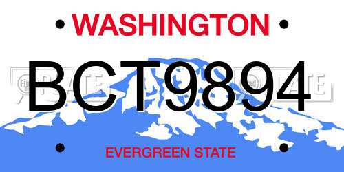 BCT9894 Washington License Plate