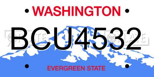 BCU4532 Washington License Plate