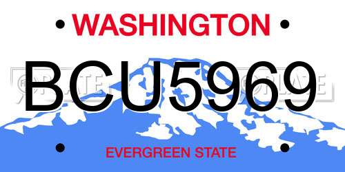BCU5969 Washington License Plate