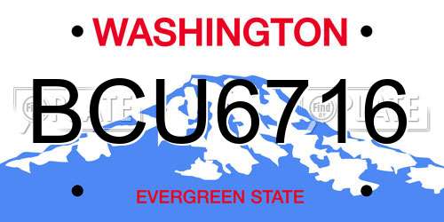 BCU6716 Washington License Plate