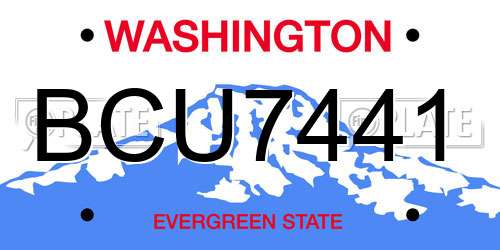 BCU7441 Washington License Plate