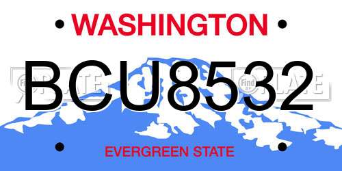 BCU8532 Washington License Plate