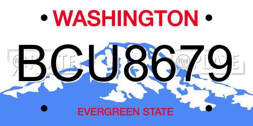 BCU8679 Washington License Plate