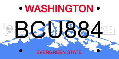 BCU884 Washington License Plate