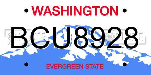 BCU8928 Washington License Plate
