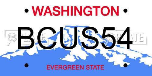 BCUS54 Washington License Plate