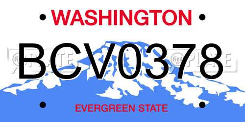 BCV0378 Washington License Plate