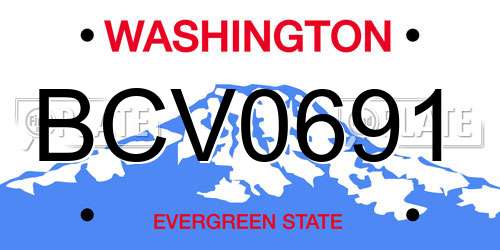 BCV0691 Washington License Plate