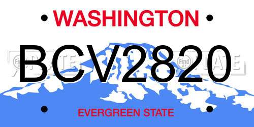 BCV2820 Washington License Plate