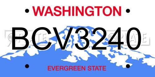 BCV3240 Washington License Plate