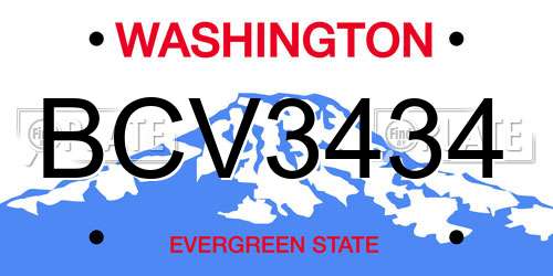 BCV3434 Washington License Plate