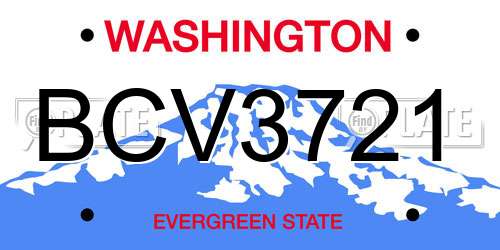 BCV3721 Washington License Plate