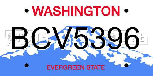 BCV5396 Washington License Plate