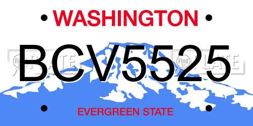 BCV5525 Washington License Plate