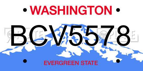BCV5578 Washington License Plate