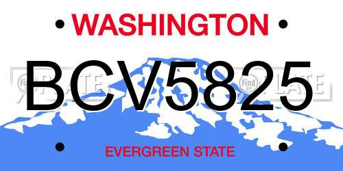 BCV5825 Washington License Plate