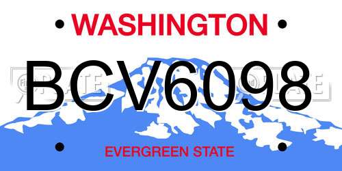 BCV6098 Washington License Plate