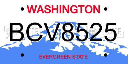 BCV8525 Washington License Plate