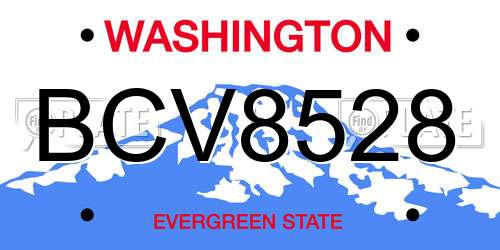 BCV8528 Washington License Plate