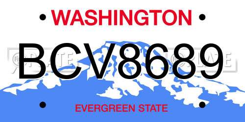 BCV8689 Washington License Plate