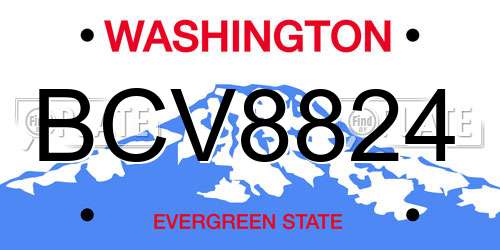 BCV8824 Washington License Plate