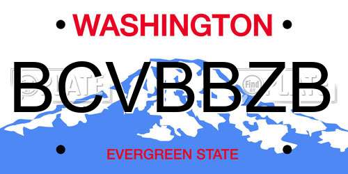 BCVBBZB Washington License Plate