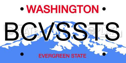 BCVSSTS Washington License Plate