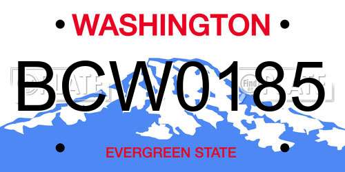 BCW0185 Washington License Plate