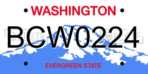 BCW0224 Washington License Plate