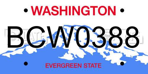BCW0388 Washington License Plate
