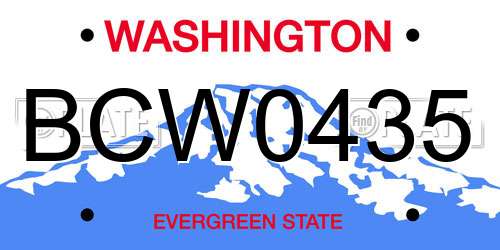 BCW0435 Washington License Plate