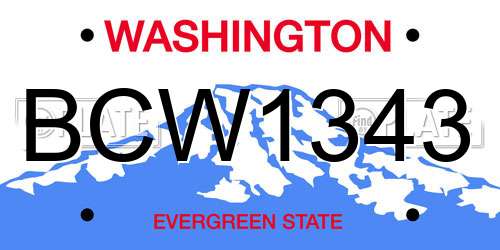 BCW1343 Washington License Plate