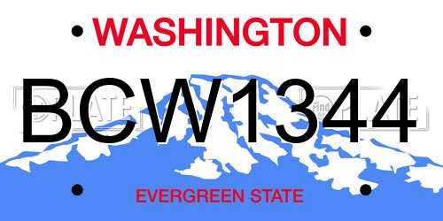 BCW1344 Washington License Plate