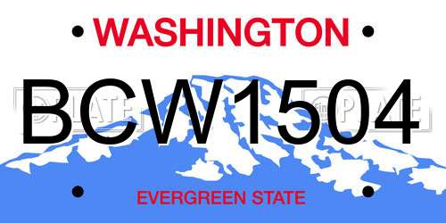 BCW1504 Washington License Plate