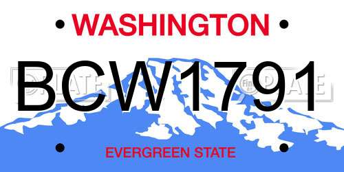 BCW1791 Washington License Plate