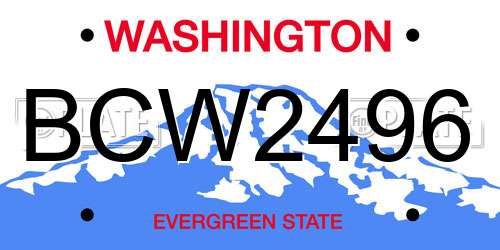 BCW2496 Washington License Plate