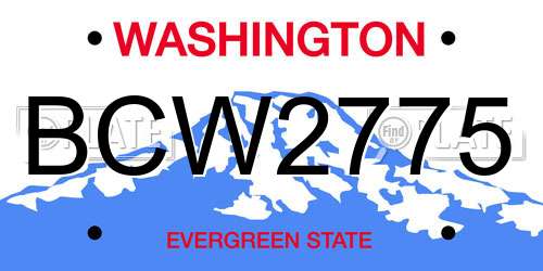 BCW2775 Washington License Plate