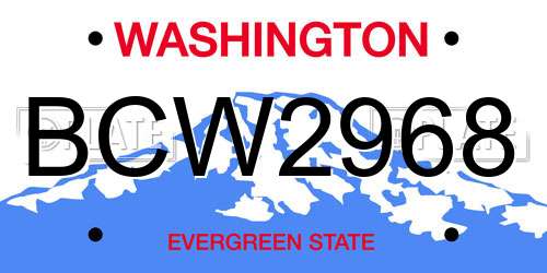BCW2968 Washington License Plate