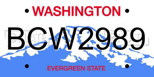 BCW2989 Washington License Plate