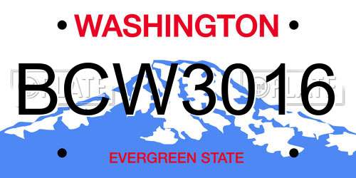 BCW3016 Washington License Plate