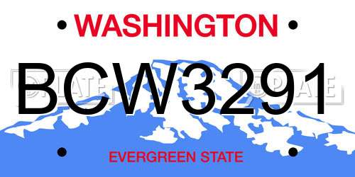 BCW3291 Washington License Plate