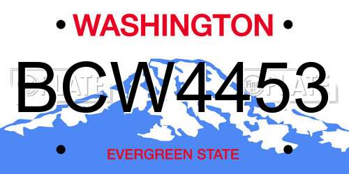 BCW4453 Washington License Plate
