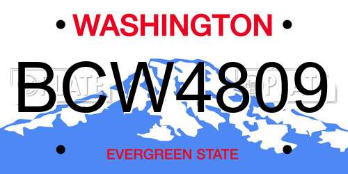 BCW4809 Washington License Plate